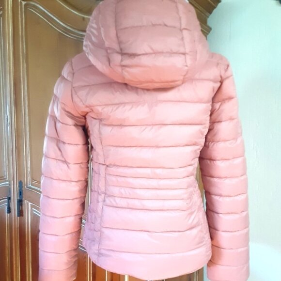 NEW ♡ Reversible Puffer Fleece Hoodie Jacket Cream Copper Small or XS - Picture 2 of 5